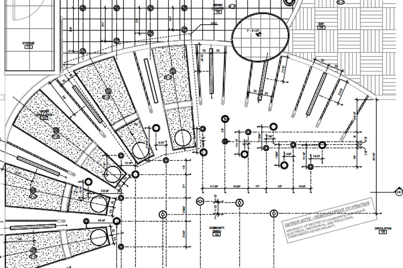 WOW American Eats store rendering showing blueprint of dining area