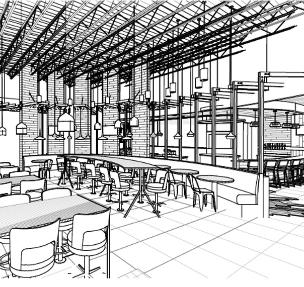 WOW American Eats store rendering of dining area